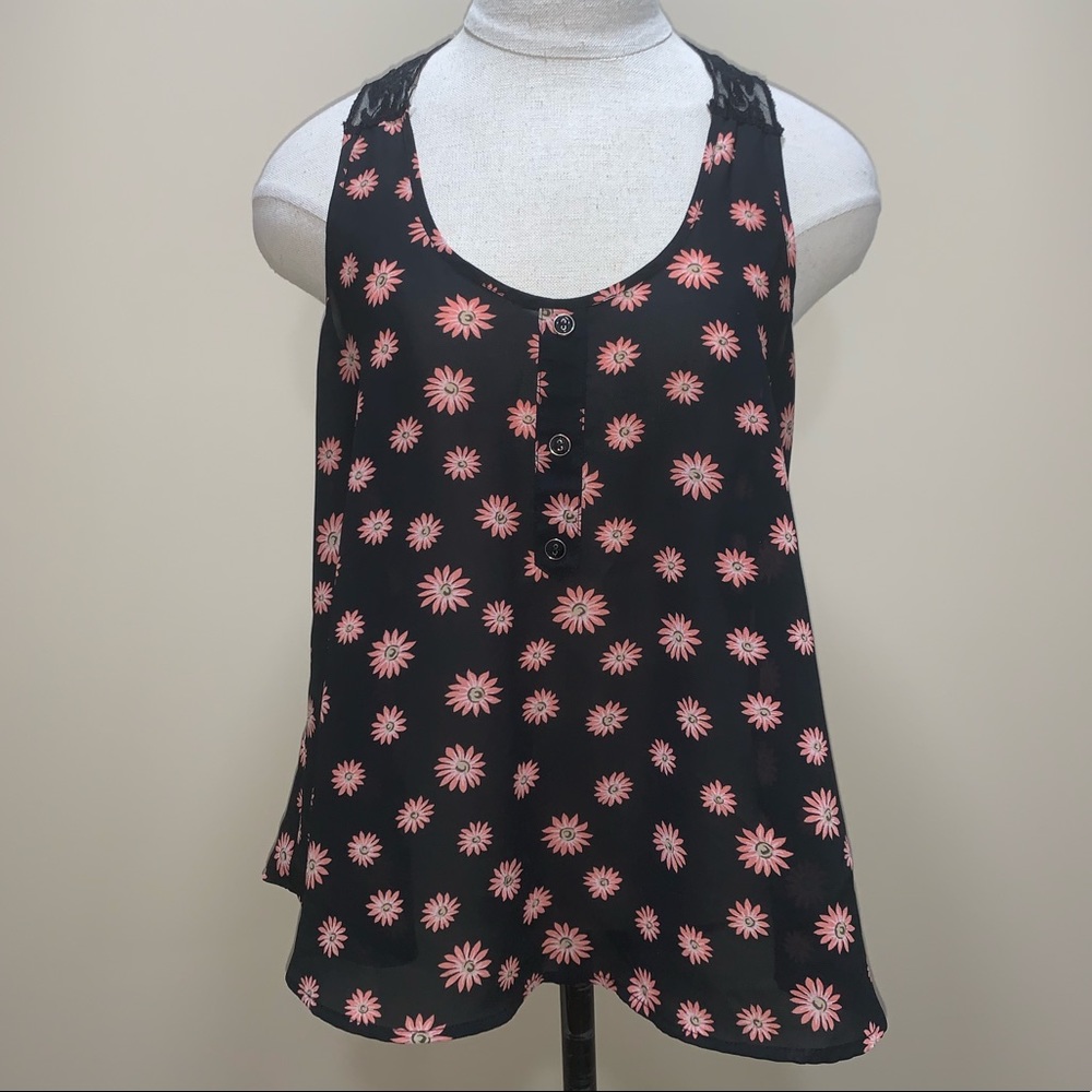 Sheer floral blouse with lace back - Picture 3 of 7